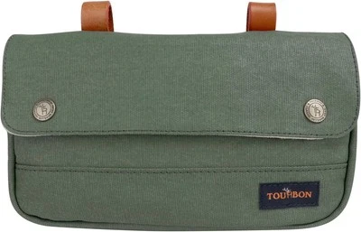 TOURBON Vintage Lona Bicicleta Alforjas Bicicleta Manillar Bolsa Verde  Foto 1 de 4