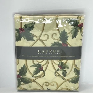 Ralph Lauren Pine Grove Holly Berry Christmas Holiday Winter 60x102 Tablecloth - Picture 1 of 6