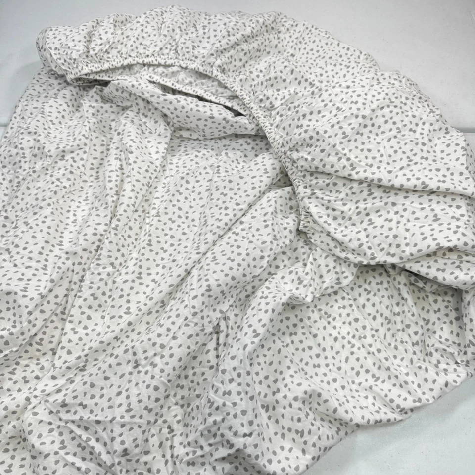 Sábana bajera doble lino lane 100% algodón orgánico gris lunares tonos neutros Foto 1 de 4