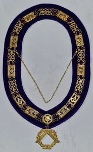 MASONIC GRAND LODGE CHAIN COLLAR WITH GRAND WORSHIPFUL MASTER JEWEL - Picture 1 of 3