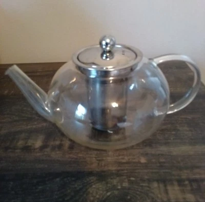 Tetera de vidrio transparente Grosche GGT-27 sirve 3 tazas. 3,9" de alto, pesa 0,9 onzas Foto 1 de 4