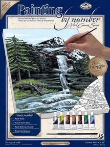 Royal Paint By Number Kit Artist Canvas Series 9"X12"-Mountain Waterfall PCS-1 - Picture 1 of 2