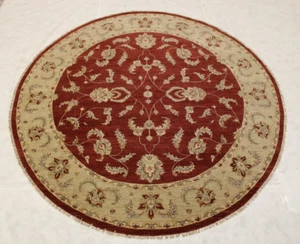 8 Fuß 11 Zoll x 9 Fuß 3 Zoll hoher gedrehter Oushak handgeknüpfter orientalischer runder Wollteppich - Bild 1 von 7