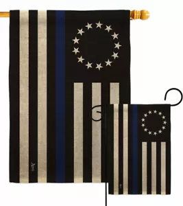 Bandera de jardín de arpillera línea azul Betsy Ross primeros en responder pancarta de patio de policía - Imagen 1 de 19