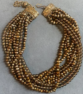 Vintage Signed Ciner Multi Strand Pearl Necklace with Glass Beads - Picture 1 of 7