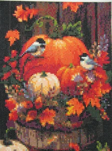 Finished Diamond Art Fall Floral Birds Pumpkins Ready To Frame 30X40cm Sealed - Picture 1 of 4