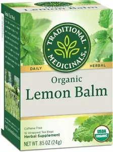 Traditional Medicinals Organic Lemon Balm Tea Bags Caffeine Free 16Ct Case of 12 - Picture 1 of 5