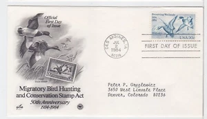 TurtlesTradingPost- Migratory Bird Hunting 1984 #2092 FDC Artcraft Variety - Picture 1 of 1