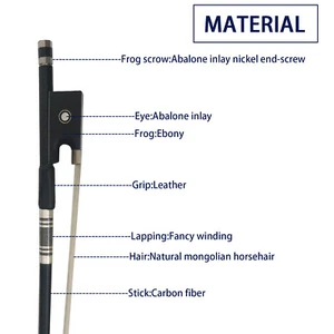 1/16 Carbon Fiber Violin Bow Natural Horsehair Ebony Frog Round Stick from USA - Picture 1 of 10