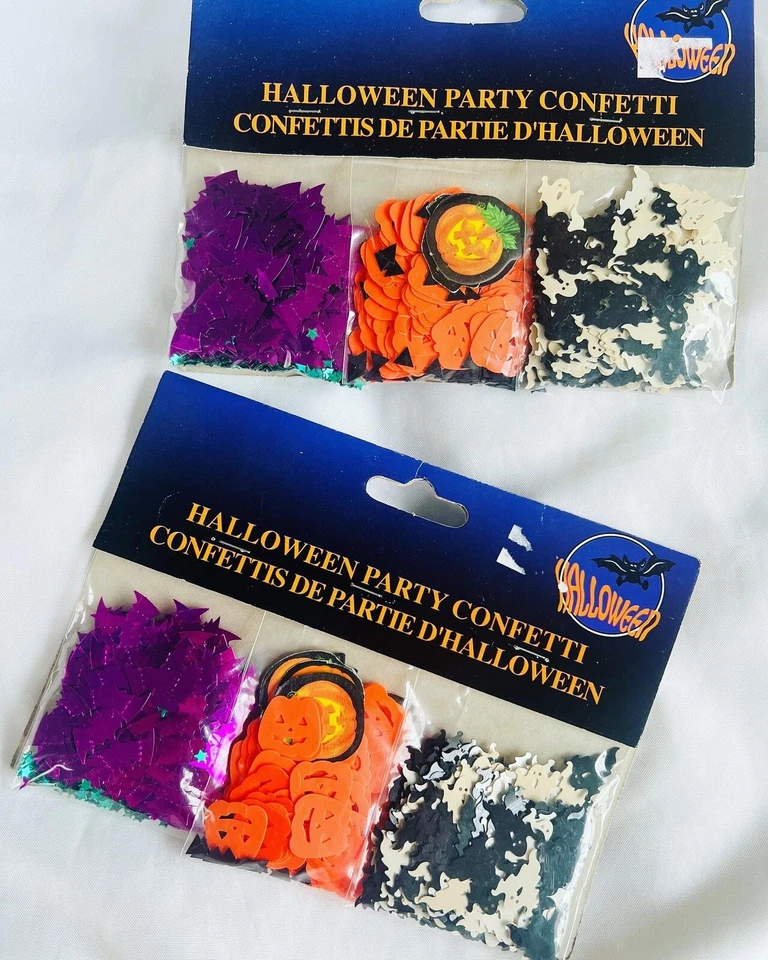 Lote Brillo Fantasma Murciélago Calabaza Confeti Fiesta Halloween 2001 De Colección Y2k Foto 1 de 4