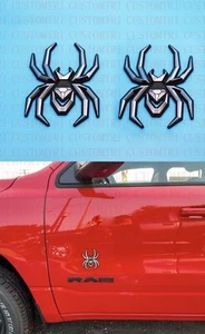 2 X SILVER Black Spider Emblem Fit F-150 Silverado RAM Black Widow Edition - Picture 1 of 6