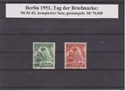 Berlin 1951, Tag der Briefmarke, kompletter Satz, gestempelt.