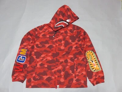 24050 bape color camo shark hoodie jacket red M - Image 1 of 4