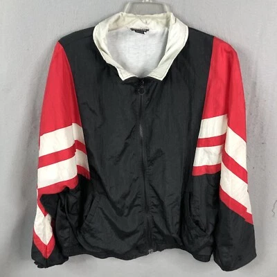 Vintage Y2K Track Jacket Mens Extra Large Red Black Retro Workout Athletic - Image 1 of 4