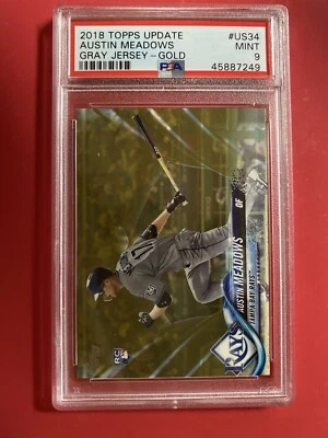 Austin Meadows 2018 Topps Update Gold Rookie Parallel 0407/2018 PSA 9 Low Pop 📈 - Image 1 of 3