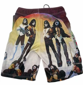 KISS Band Love Gun Album Dragonfly Brand Board Shorts Swim Trunks Mens Size 29 - Picture 1 of 10