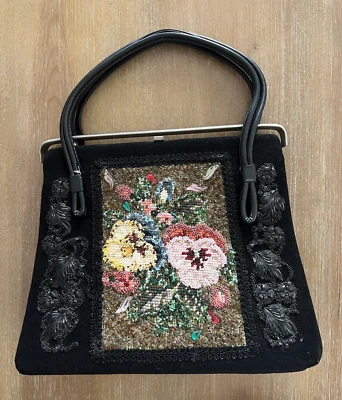 Vintage 50s Caron of Houston Floral Beaded and Needlepoint Handbag! Fabulous! - Image 1 of 4