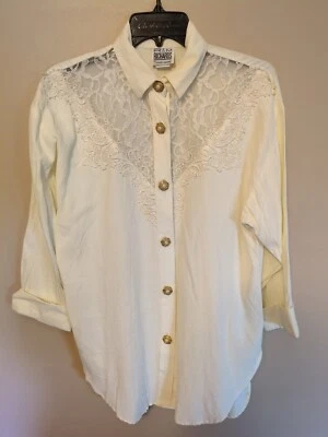 R&M Richards Karen Kwong Vintage Encaje Perla Oro Botones Romántico Casa de Campo... Foto 1 de 4