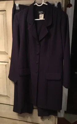 Conjunto de traje pantalón vintage años 80 Dawn Joy Fashions púrpura oscuro talla 12 Foto 1 de 4