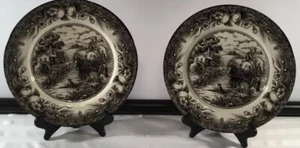 Royal Stafford Loza Fina Inglaterra Est en 1845 Caballo Perro Heno Hombre Granja - Imagen 1 de 6