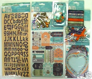 Papermania Owl Folk embellishments stickers notelets buttons ribbon bows charms - Bild 1 von 9
