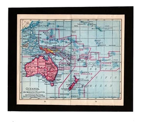Rare ca.1920 Original McNally Map:Oceania- League of Nations Mandates after WW I - Picture 1 of 7
