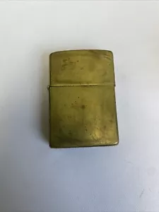 Vintage 1982 Zippo Lighter Brass 2 Slashes 50 Year Commemorative Used/Untested - Picture 1 of 11