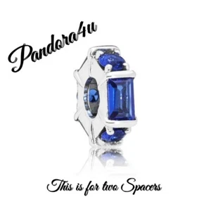 (2) Pandora Blue Crystal Charms SPACERS Ice Sculpture Bead NWT PAN BOX - Picture 1 of 8