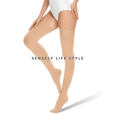 Medias unisex de compresión hasta el muslo 20-32 mmHg calcetines cerrados uso saludable Foto 1 de 4