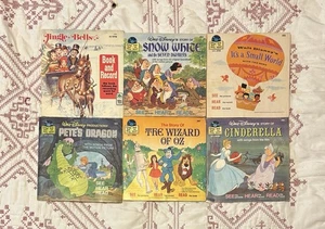 6- Vintage Kids Disney PB’s 45 RPM Vinyl Record & Book, Wizard Of Oz, Snow White - Picture 1 of 16