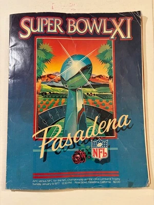 1977 Super Bowl XI Football Program Oakland Raiders vs Minnesota Vikings FAIR - Image 1 of 2