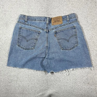 Levis 550 Orange Tab Jean Shorts Womens Waist 36 Cut Off Denim Vintage 90s - Image 1 of 4