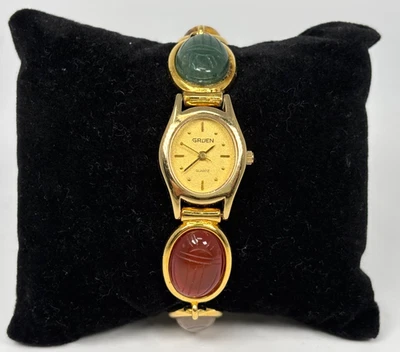 Reloj de Colección Gruen Mujer Cuarzo Forma Escarabajo Piedras Preciosas Talladas Pulsera Tono Dorado Foto 1 de 4