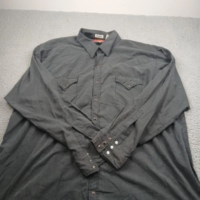 Camisa De Colección Ely Plains Para Hombres 3XL Negra Manga Larga Perla A Presión Hombre Grande Occidental Foto 1 de 4