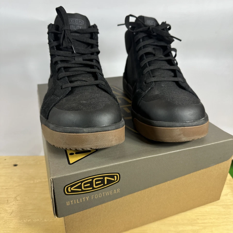 Keen Utility Mens Kenton Mid CT Black/Gum Canvas Work Boots 10EE carbon toe