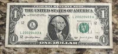 Birthday Note April 3, 2002 One Dollar Fancy Serial Number 2002 0403 - Image 1 of 4