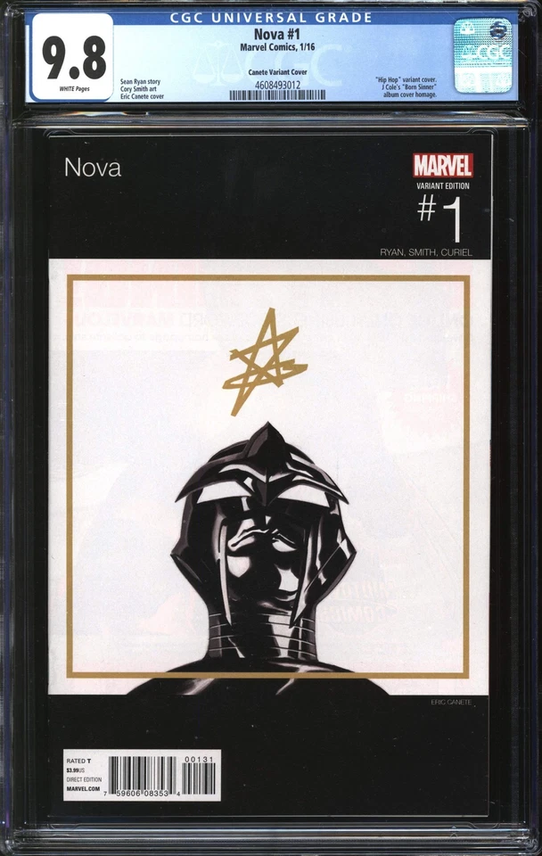 Nova #1 Eric Canete Hip-Hop Variant (Marvel Comics January 2016)