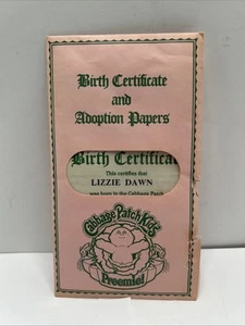 Vintage Cabbage Patch Kids Lizzy Dawn Birth Certificate & Adoption Papers - Picture 1 of 6