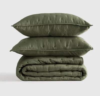 Juego de Edredón de Bambú Orgánico Quince VERDE OLIVA Completo Queen Caja Abierta LEER DESCRIPCIÓN Foto 1 de 4