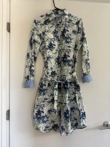 J Peterman Kleid Blumenmuster Kragen Knopfleiste Gürtel Größe 10 - Bild 1 von 3