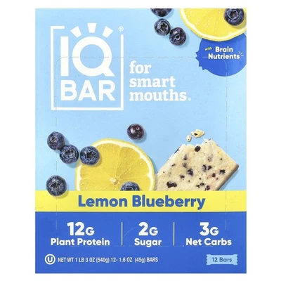 Plant Protein Bar, Lemon Blueberry, 12 Bars, 1.6 oz (45 g) Each - Image 1 of 3