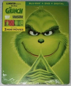 Dr. Suess' The Grinch Blu-ray/DVD SteelBook Best Buy New & Sealed - Illumination - Picture 1 of 7
