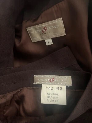 VTG Vertigo Paris Brown Skirt Suit Set – Made in France – Size L / US 10 - Image 1 of 4