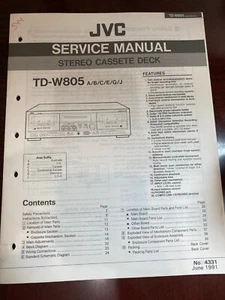 JVC TD-W805 TDW805 A/B/C/E/G/J/ REPAIR Service Manual FROM THE USA **ORIGINAL** - Picture 1 of 1