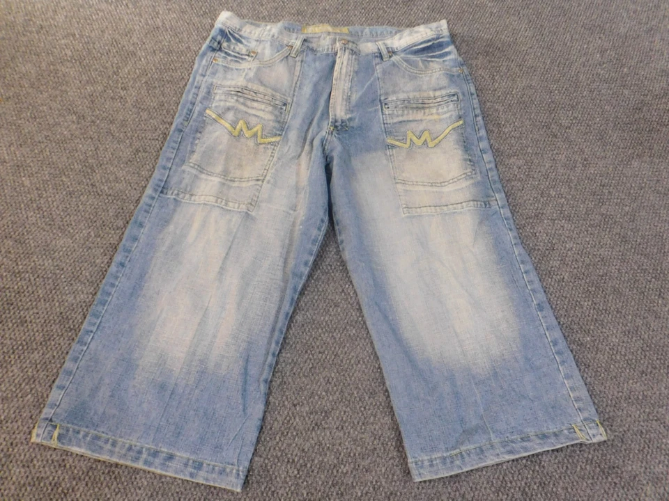 miskeen jean 40 y2k vintage para hombre capri retro lavado ligero holgado skater denim Foto 1 de 4