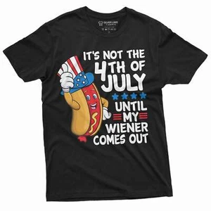 4th of July Funny Wiener T-shirt Partying Grilling Fourth Humor Gift Shirt - Picture 1 of 8
