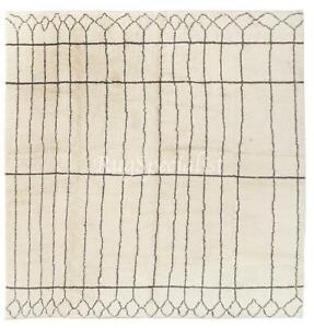 Moroccan Rug, 100% Natural Un-dyed Wool. Contemporary Hand-Knotted Carpet