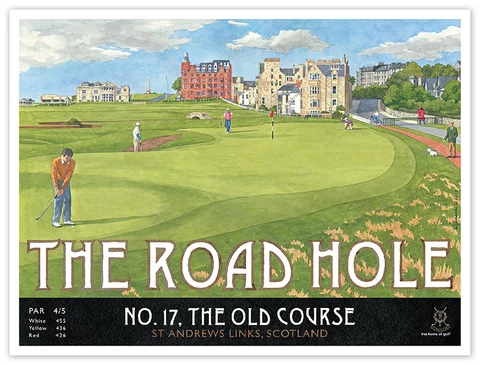 Official St Andrews 17th The Road Hole Golf Poster Print Open Championship ⛳️ Cover