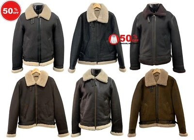 Men's B3 Air force Real Shearling Sheepskin Leather Jacket Aviator Pilot Reagan - Image 1 of 3