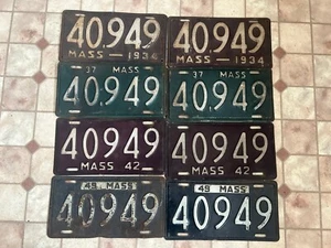 8 Matching #s Massachusetts  Vintage Antique Automobile License Plates - Picture 1 of 2